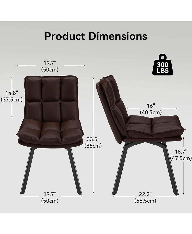 Sailvan Swivel Dining Chairs, Upholstered Leather Room Kitchen Chairs with Double-Layer Foam