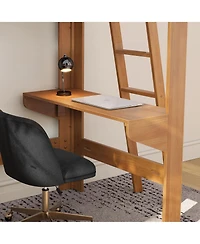 Max & Lily Mid-Century Modern Twin Loft Bed with Desk and Bookshelf