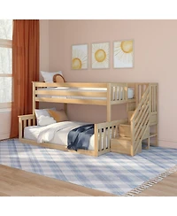 Max And Lily Twin Over Full Low Bunk With Staircase, Blonde