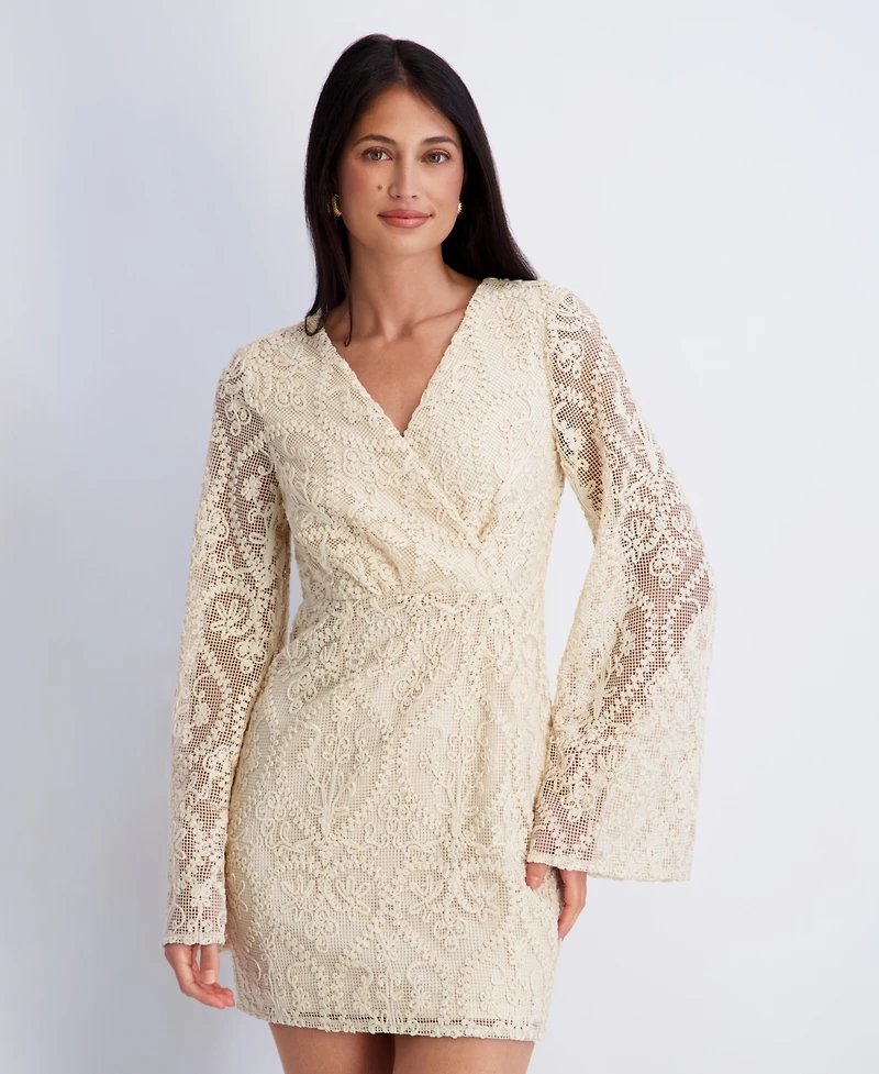 Siena Women's V-Neck Open Back Crochet Lace Dress