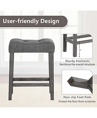 Gymax 24'' Saddle Bar Stools Set of 4 w/ Footrest Rubber Wood Frame for Kitchen Island
