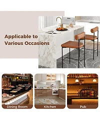 Slickblue 26 Inch Upholstered Bar Stool Set 2 Pack Counter Height with Backrest