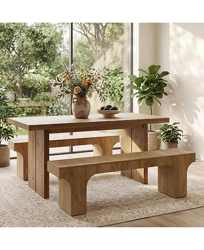 Tribesigns 63" Wood Bench, Long Dining Bench with Sturdy Mdf Frame, Farmhouse Entryway Bench