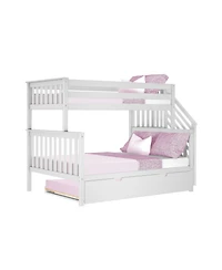 Max and Lily Twin over Full Staircase Bunk Bed with Trundle, Clay