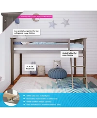 Max and Lily Twin Loft Bed, Solid Wood Beds with Ladder for Kids, Pecan