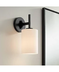 Possini Euro Design Nanni 12" High Modern Wall Sconce Light Lamp Fixture Mount Bathroom Hardwired Milk Glass Shade