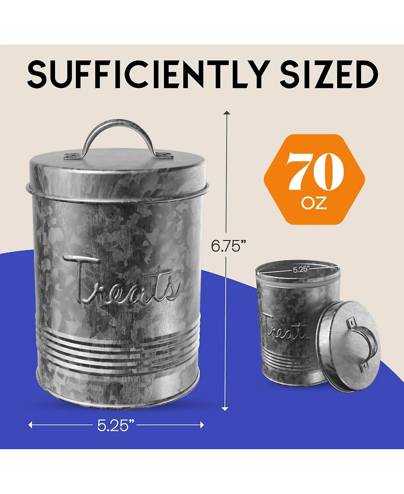 Amici Pet Retro Metal Storage Canister Treats Jar, 72 Ounces