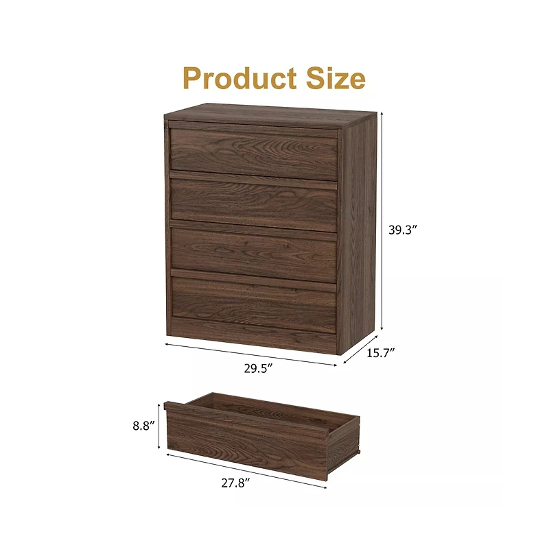gaomon 4 Drawer Nightstand for Bedroom, 39" Tall End Side Table with Large Storage and Anti-Tip Design