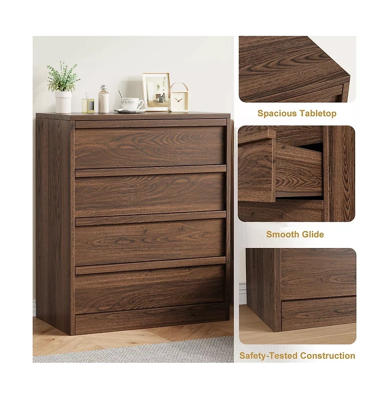 gaomon 4 Drawer Nightstand for Bedroom, 39" Tall End Side Table with Large Storage and Anti-Tip Design