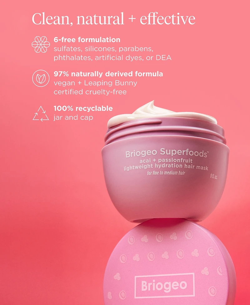 Briogeo Acai + Passionfruit Lightweight Hydration Hair Mask, 8 oz.