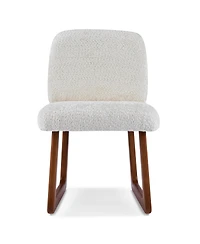 Rainsken Dining Chairs Set of 2, Beige Boucle Upholstered Kitchen Chairs with Curved Wooden Legs, 300lbs Capacity for Dining Room, Living Room