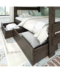 Max and Lily Solid Wood Modern Farmhouse Queen/Queen Bunk Bed with Storage Drawers