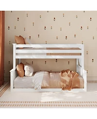 Max and Lily Twin over Full Low Bunk Bed with Ladder on End For Kids