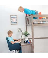 Max & Lily High Loft Bed With Ladder on End and Desk