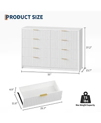 gaomon 8 Drawer Fluted Double Dresser with Metal Handles, Modern Wood Storage Chest for Bedroom Entryway