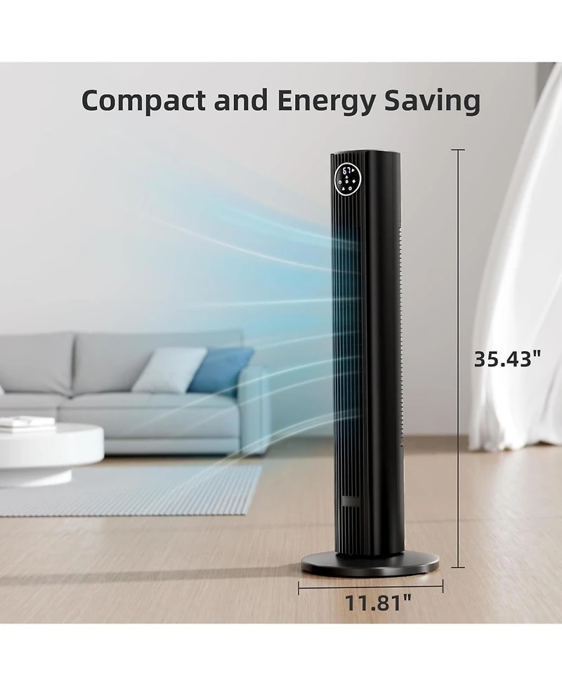 Cowsar 36" Tower Fan, 85° Oscillating, Quiet, 3 Speeds, 4 Modes, Remote