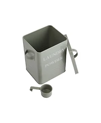 Storied Home Metal Laundry Powder Container with Lid and Scoop, Grey