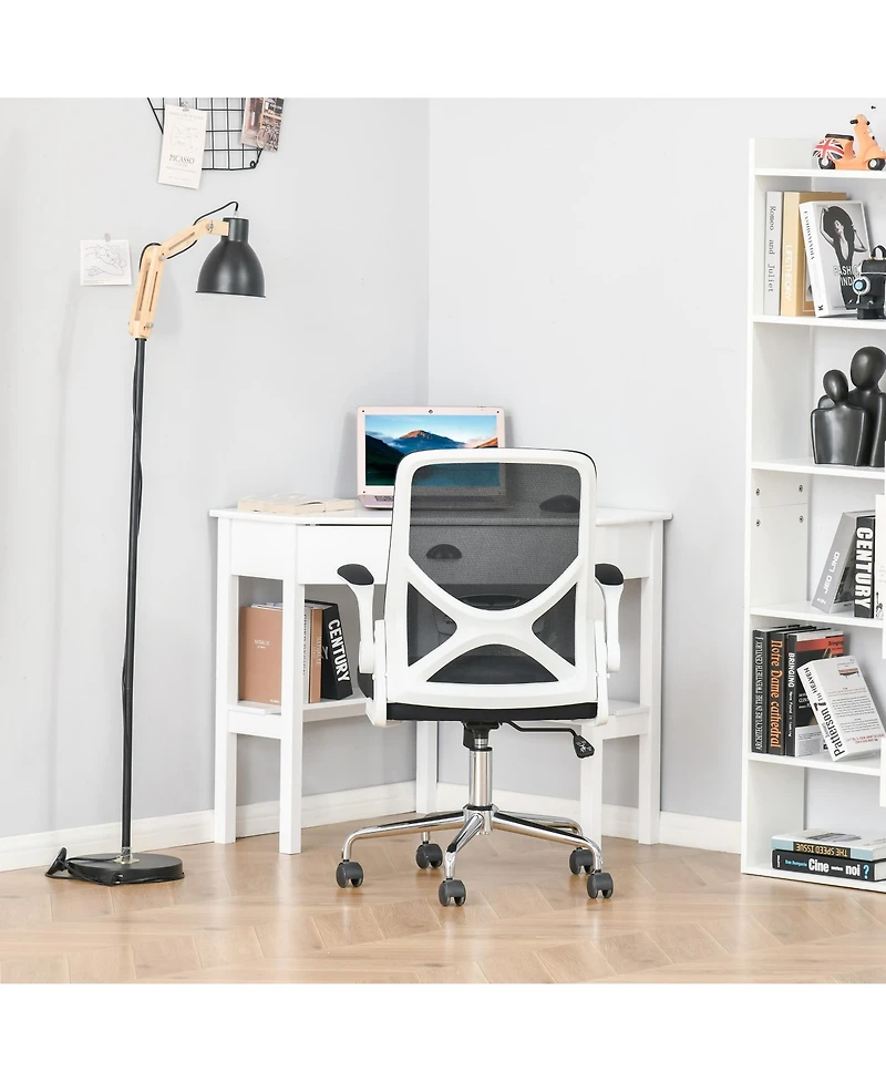 Homcom Corner Desk Triangle Computer Desk with Drawer & Storage Shelves,