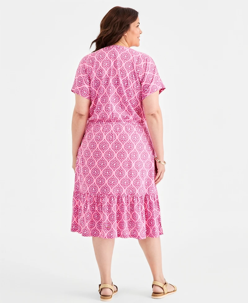 Style & Co Plus Split-Neck Printed Dress, Macy's Exclusive
