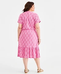 Style & Co Plus Split-Neck Printed Dress, Macy's Exclusive