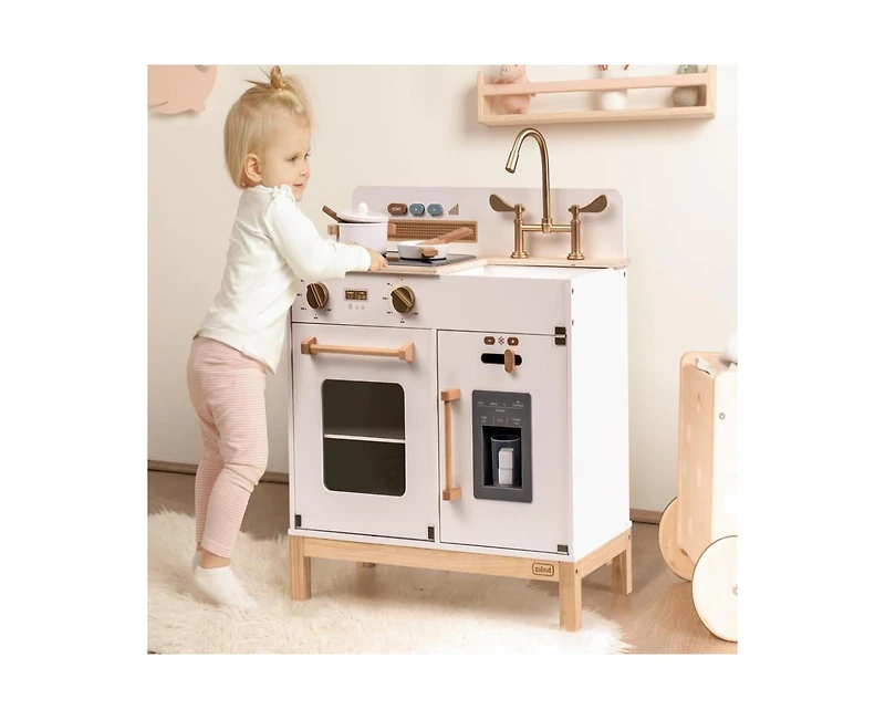 Robotime Dollhouses Pretend Play Kitchen Wooden Toy Set for 3 To Up Kids with Ice Make Oven