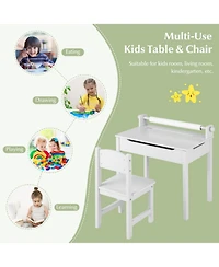 Gouun Kids Activity Table and Chair Set with Storage and Paper Roll Holder