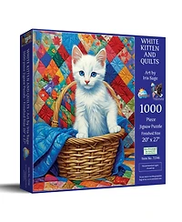 SunsOut White Kitten and Quilts 1000 piece Jigsaw Puzzle for Adults