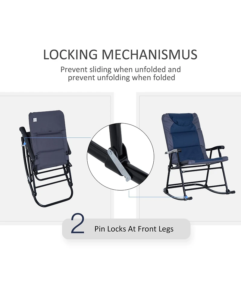 Outsunny 3PC Folding Outdoor Furniture Set, Rocking Chairs, Table