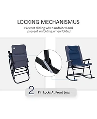 Outsunny 3PC Folding Outdoor Furniture Set, Rocking Chairs, Table