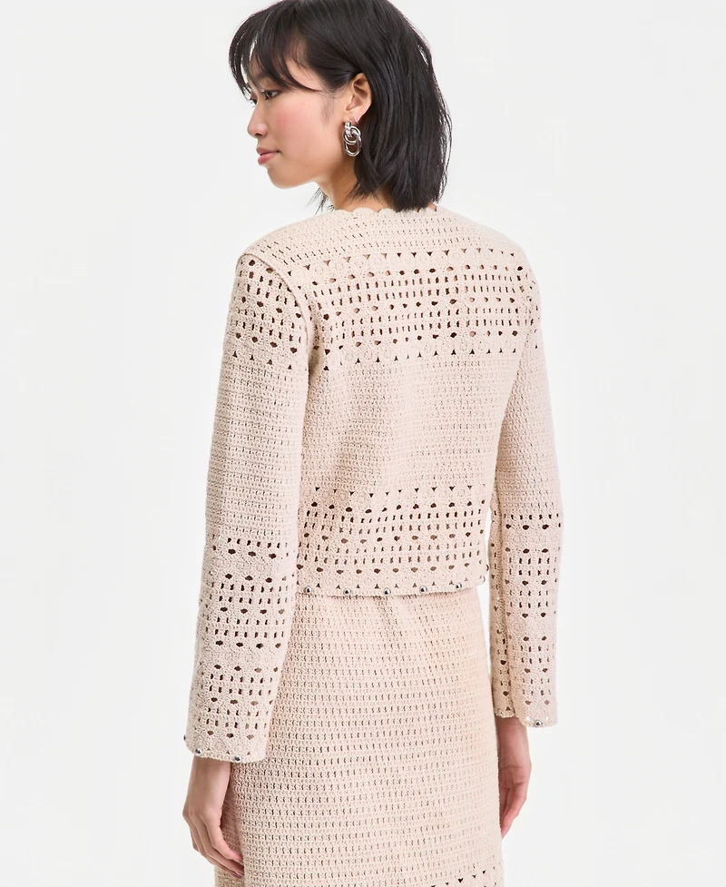 I.n.c. International Concepts Women's Studded Cotton Crochet Cardigan, Macy's Exclusive
