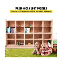 Sugift 20-Compartment Mobile Cubby Storage Cabinet with Casters, 48 x 12 x 30 in