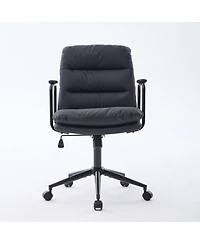 Flynama Mid Back Pu Leather Office Chair, 40degreeRecline Swivel Task Chair