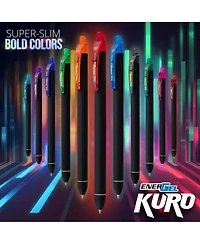 Pentel EnerGel Kuro Liquid Gel Pen, (0.7mm) Medium line, Assorted Ink 12-pk