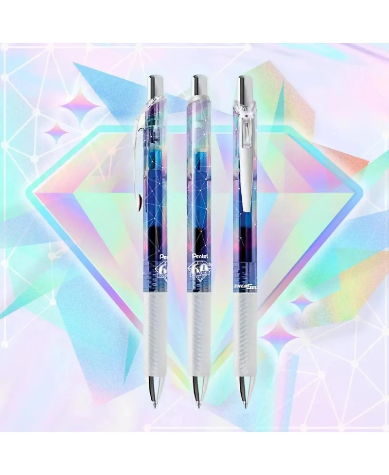 Pentel EnerGel Expressions, 60th Anniversary Limited Edition Pack, Ice Liquid Gel Pens, (0.7mm) Medium Line, Assorted Ink, 8-Pk