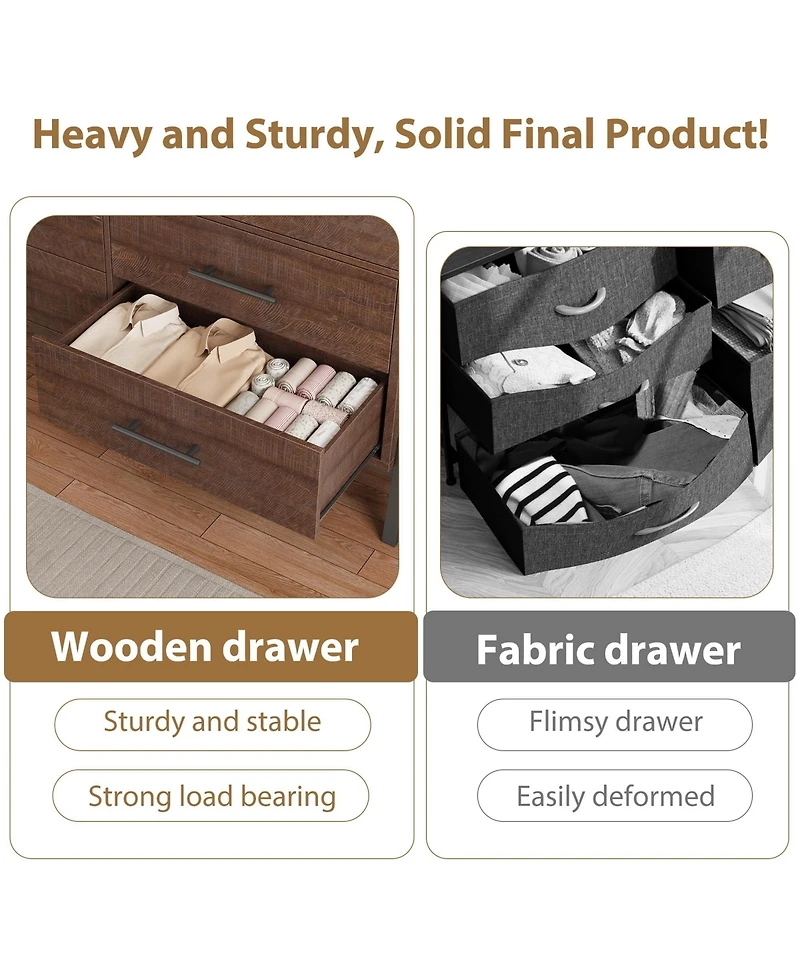 gaomon 7 Dresser for Bedroom, Freestanding 52 in Wide Drawer Dresser with Storage, Wooden Closet Storage Chest