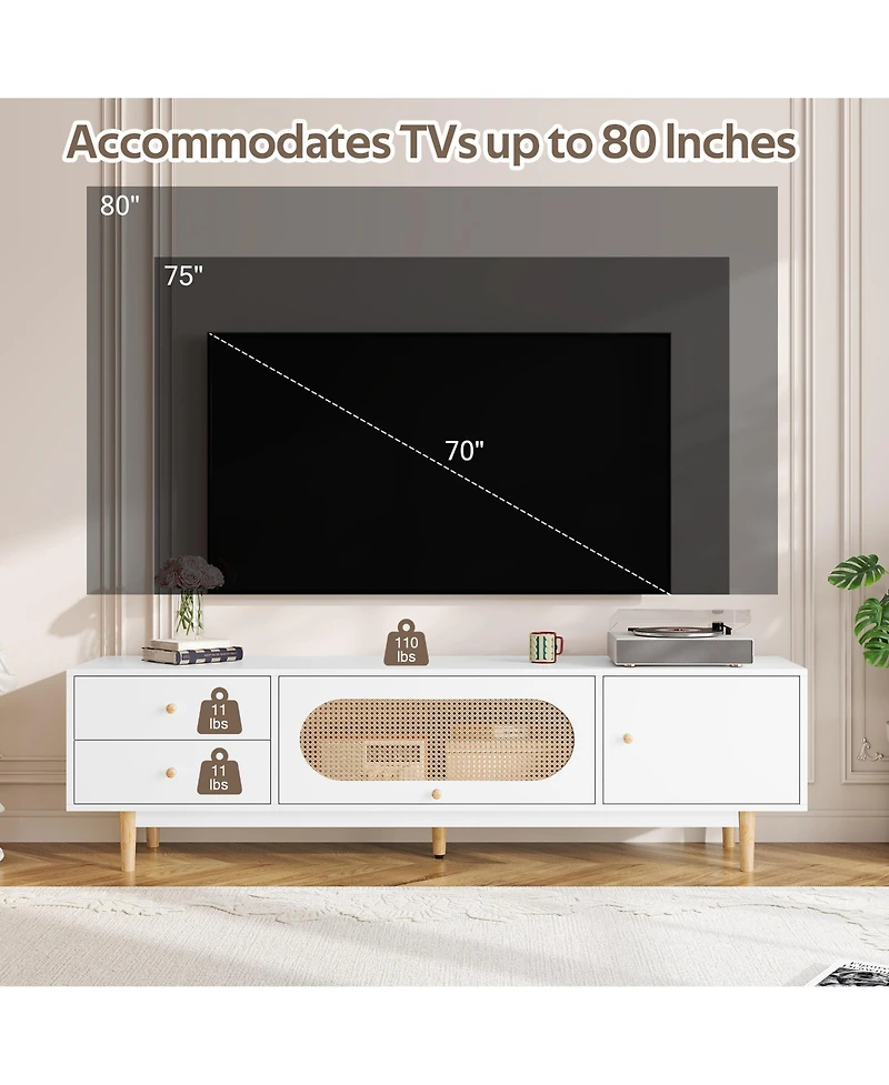 sumyeg 70 inch Cabinet Tv Console Table with Drawers