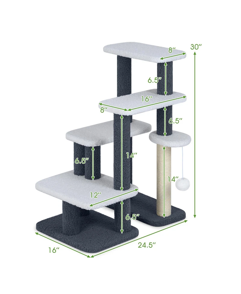 Cozito Cat Tree 2-in-1 Stairs Tower with Posts and Hanging Toy