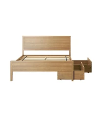 Max & Lily Classic Full-Size Bed with Panel Headboard and Storage Drawers, Pecan