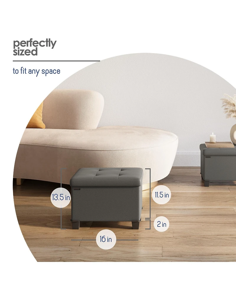 Nestl 16 Inch Ottoman Storage Bench with Storage Bins