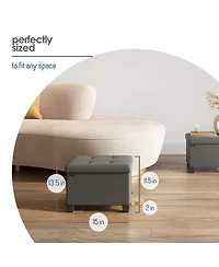 Nestl 16 Inch Ottoman Storage Bench with Storage Bins