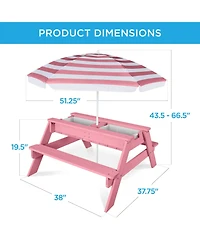 Best Choice Products Kids 3-in-1 Outdoor Convertible Activity Sand & Water Picnic Table w/ Umbrella