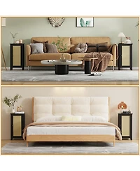 gaomon Nightstand for Bedroom, 16 Farmhouse Boho Wood Bedside Table with Drawer, Steady Legs, Storage Accent