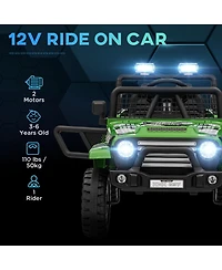 Qaba 12V Ride on Car, Ride on Truck w/ 4 Suspension Wheels,