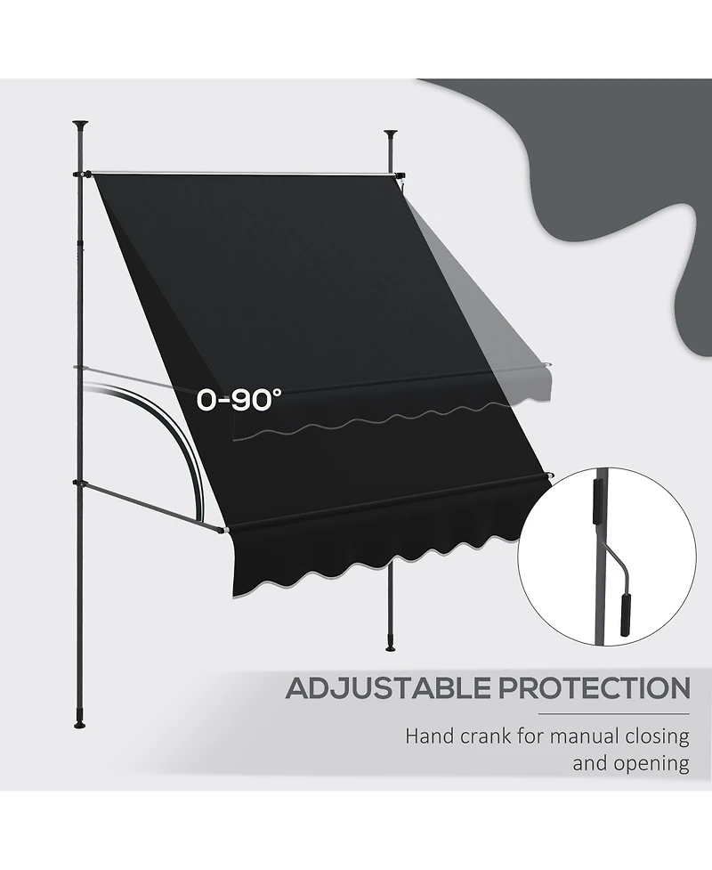 Outsunny 8' x 4' Retractable Awning, Non-Screw, Dark