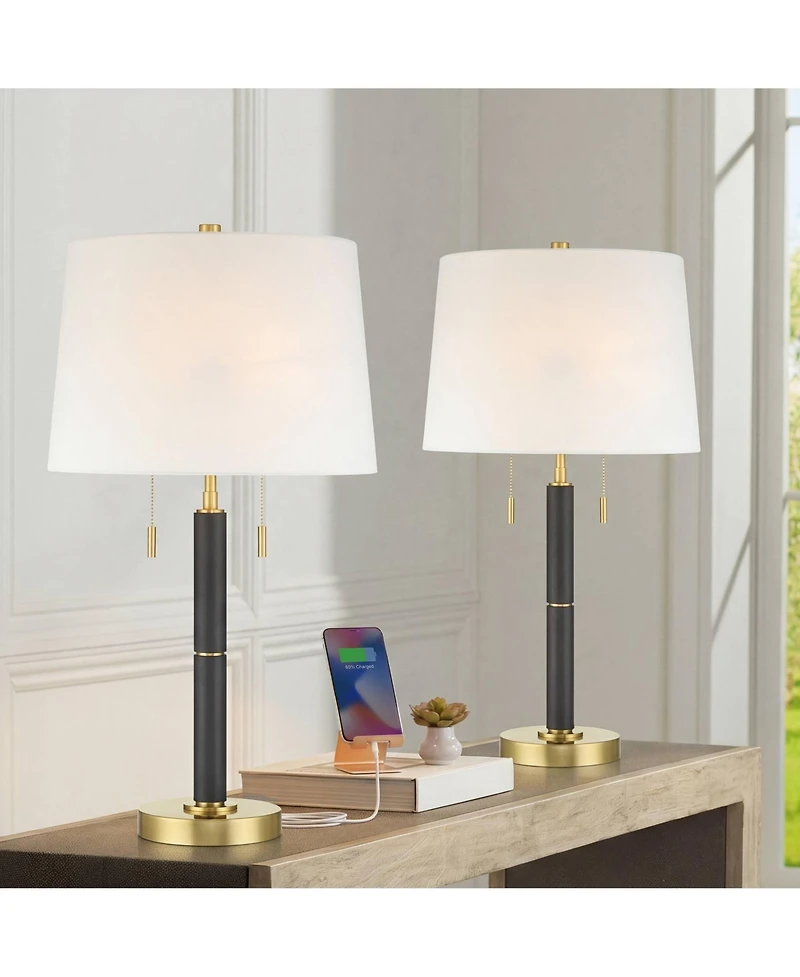360 Lighting Rawdon 27" High Brass Light Pull-Chain Table Lamp Set of 2