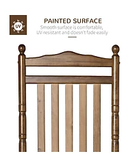 Outsunny Traditional Wooden High-Back Rocking Chair for Porch, Indoor/Outdoor, Brown