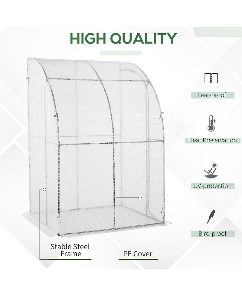 Outsunny 5' x 4' x 7' Outdoor Walk-in Lean-to house, Pe Cover,