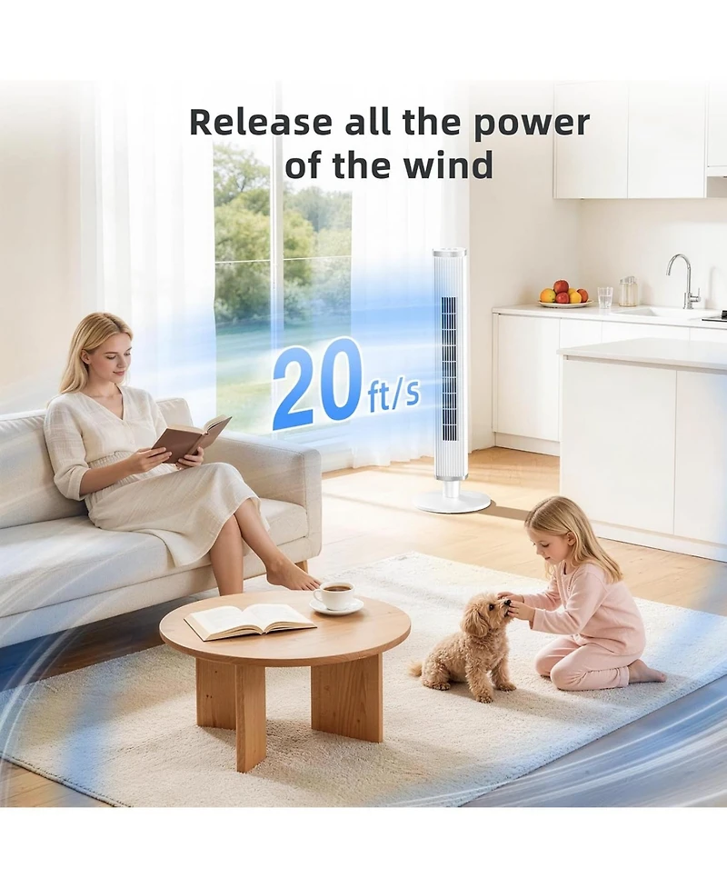 Cowsar 41" Tower Fan, 6 Speeds, 4 Modes, Timer, Oscillating