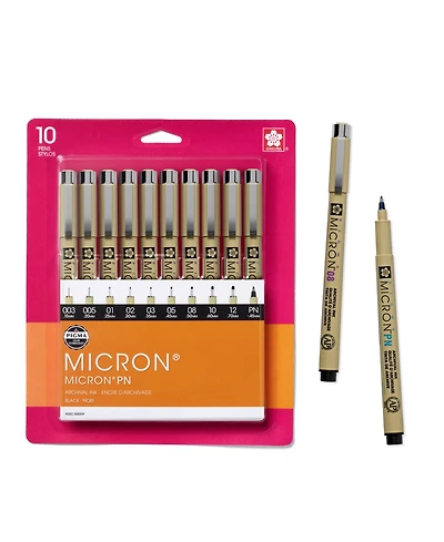 Sakura Pigma Micron Black Ink Multi-tip Set, 10 Pack