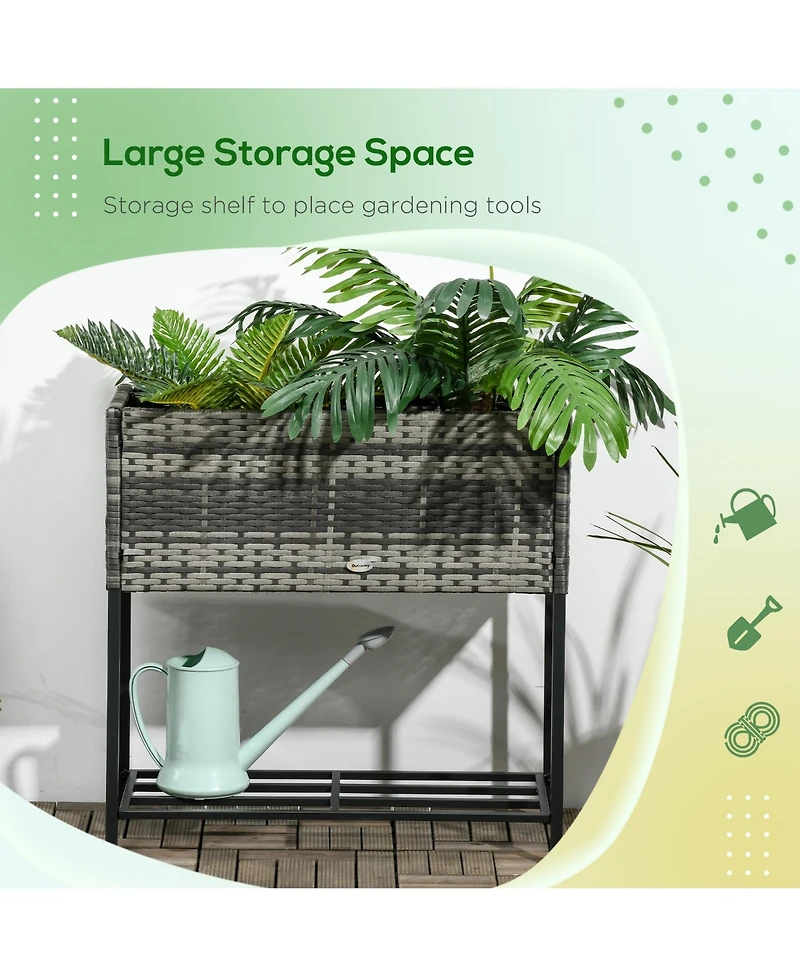 Outsunny Raised Garden Bed, Rat with Storage Shelf,